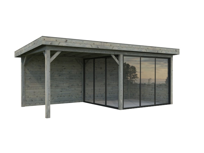 Palmako Gartenhaus Connect Lenna 16,6 m² Set 705 Slide Plus mit Isolierglas-Schiebetüren - 28 mm