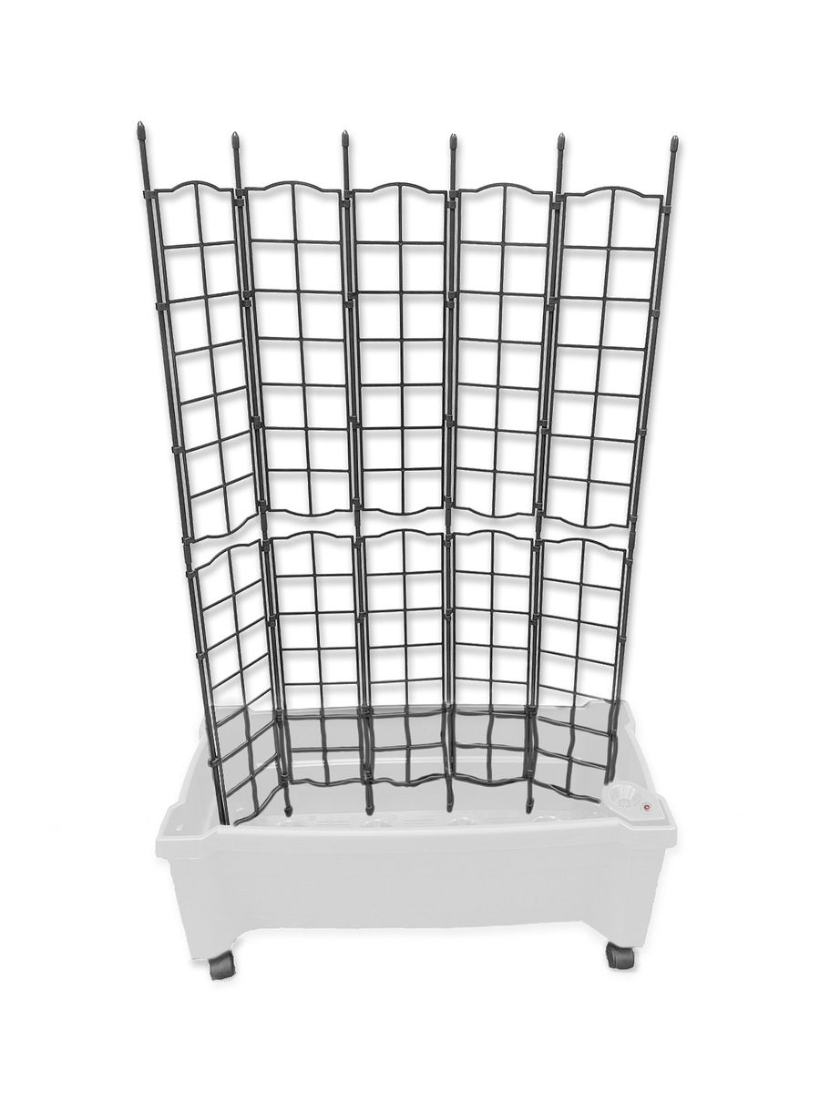 KHW Calypso Pflanzkasten auf Rollen mit Bewässerungssystem + modularem Spalier weiß