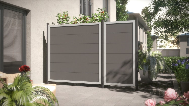 TraumGarten Design WPC Alu Rahmen Silber 1800 x 1800 mm