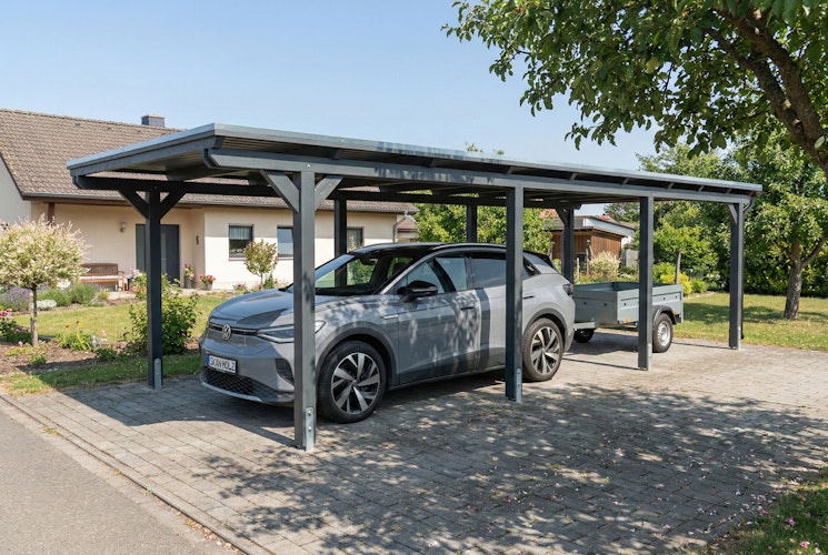 Skan Holz Emsland - Flachdach Carport aus Leimholz Breite 340 cm