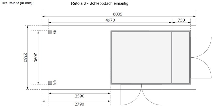 Karibu Woodfeeling Gartenhaus Retola 2/3/4/5/6 inkl. Anbauschrank u. 280 cm Schleppdach