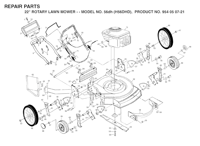 Husqvarna Rasenmäher gelegentliche Nutzung 56 DH, H56DHD, 954050721, 1993-01