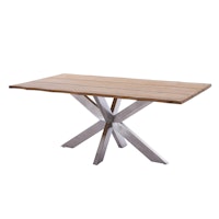 Diamond Garden Tisch MARBELLA Baumkante 190 x 100 cm, Edelstahl / Recycled Teak