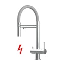 Vorschaubild Kurzversion 45CM - NIEDERDRUCK 3 Wege Wasserhahn Küchenarmatur, Edelstahl Massiv mit 360° schwenkbarem Auslauf, abnehmbare 2 strahl Handbrause, Gebürstet / Grau