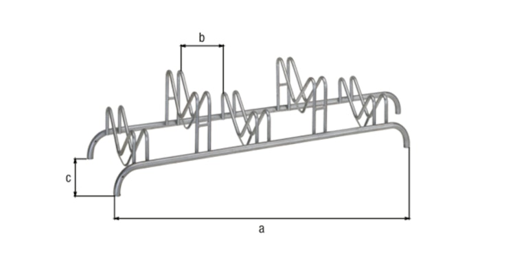 Alberts® Mehrfach-Fahrradständer freist.,fvz, Einstellplätze 5, LxT 1450x515 mm 692650
