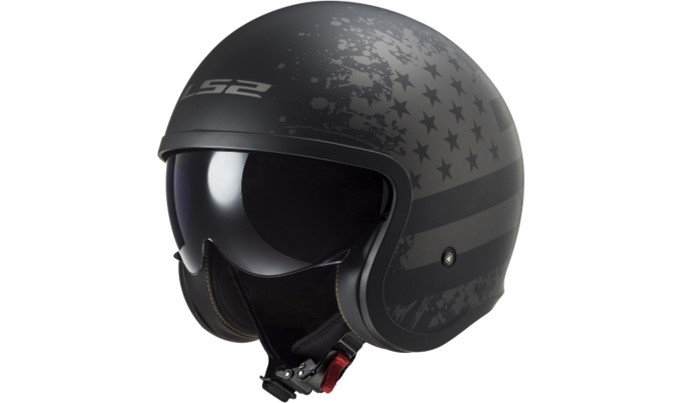 LS2 Jethelm OF599 Spitfire II XL Schwarz / Titanium Matt Black Flag