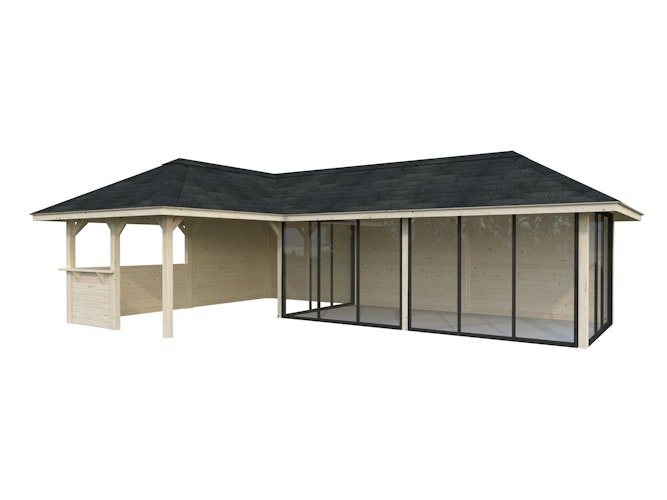 Palmako Pavillon Bianca 33,2 m² Set 521 Slide Plus mit Isolierglas-Schiebetüren