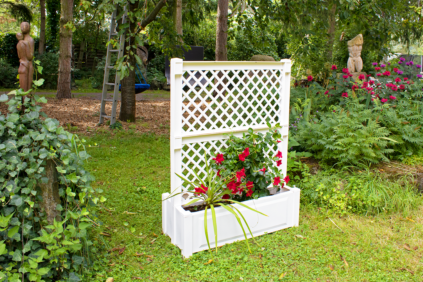 KHW Pflanzkasten groß mit Zentralspalier (2-tlg.) 100 cm weiß