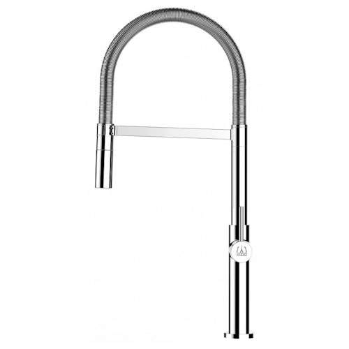 Minimalistischer Wasserhahn Küchenarmatur, TECNO, mit 360° schwenkbarem Auslauf, abnehmbare 2 strahl Handbrause, Verchromt