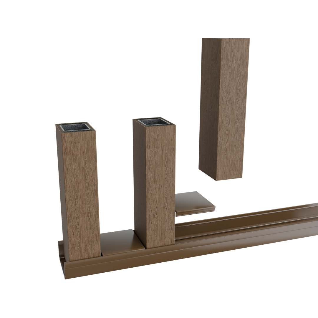 Brise Soleil - U-Führungsschiene Alu mit klickarer Abdeckung L-300cm Cedar