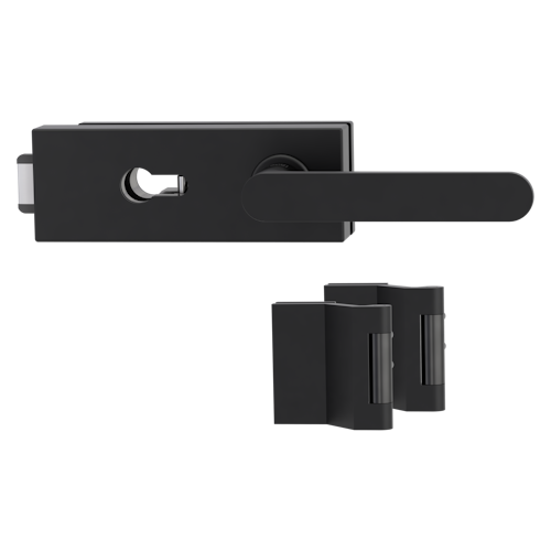 Griffwerk PURISTO S -Graphitschwarz Ganzglastürbeschlagset -3-teiliger Bandsatz -mit Griff AVUS -GSC -PZ