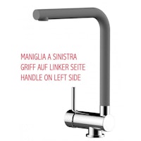 Wasserhahn Vorfenster Küchenarmatur, Umklappbar 6 CM, LINKER HEBEL, mit 360° schwenkbarem L-Auslauf, Verchromt / Zement Granit