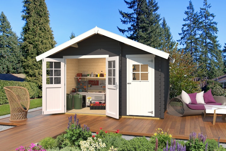 Weka Gartenhaus 253 graphitgrau/weiß - 28 mm