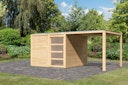 Vorschaubild Karibu Gartenhaus Qubic 2 mit Schiebetür und 270 cm Anbaudach - 19 mm