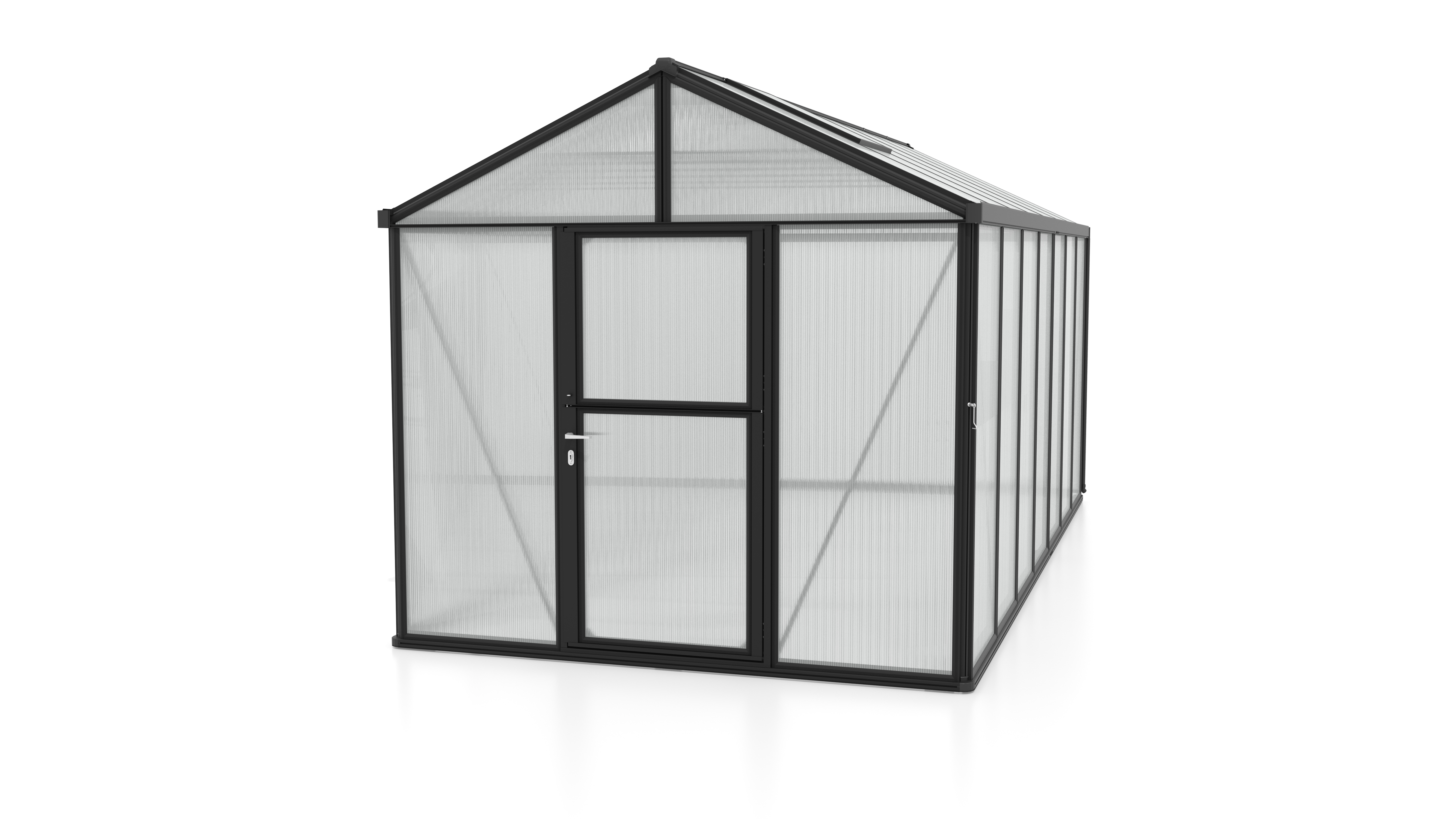 Vitavia Gewächshaus Zeus 13800 inkl. 3 Dachfenstern - 13,8 m² -10 mm Hohlklammerplatten-schwarz