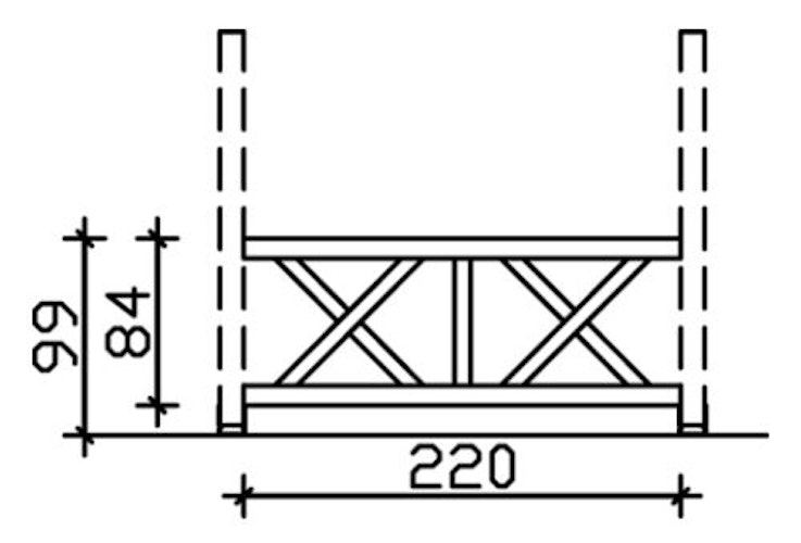 Skan Holz Andreaskreuz-Brüstung für Terrassenüberdachung Leimholz