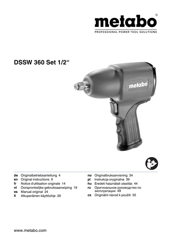 Bedienungsanleitung fÃ¼r Metabo Druckluft-Schlagschrauber DSSW 360 Set 1/2