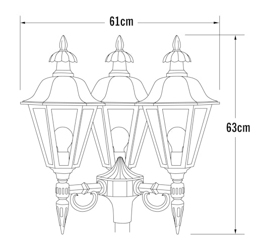 Konstmide Gartenleuchtenkopf Pallas, 3-flammig, versch. Farben 
