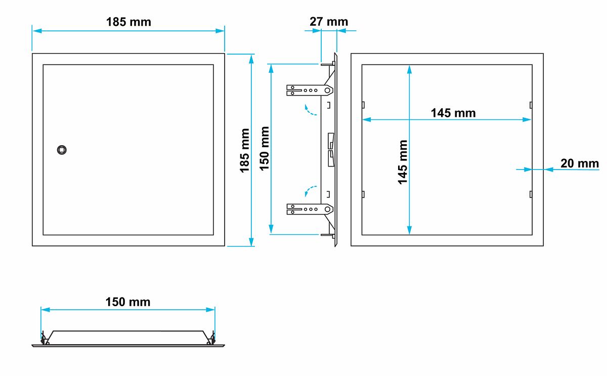 Revisionstür Vierkantverschluss - einteiliger Rahmen 150X150 mm