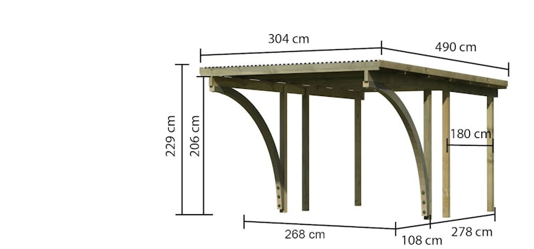 Karibu Carport Einzelcarport Eco 1/2 - kesseldruckimprägniert