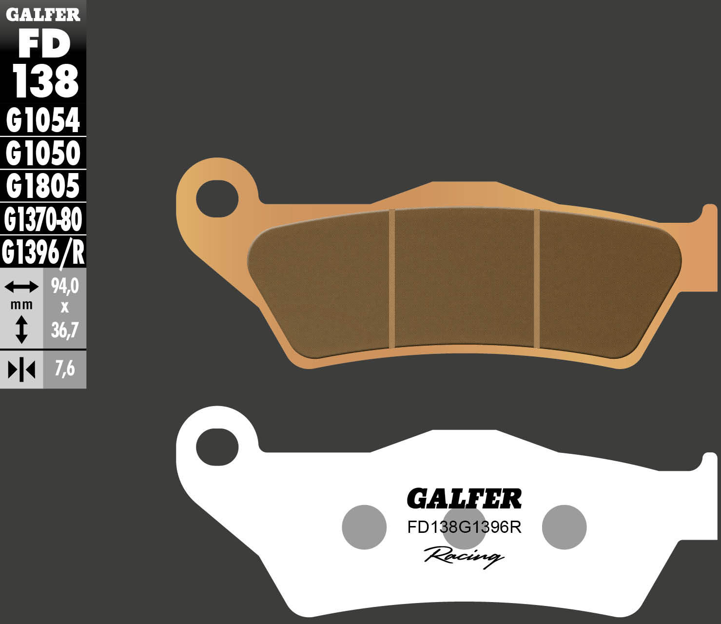 Galfer Bremsbelag G1396 - Sintermetall Offroad Racing, Bremsbelag "FD138" Rennsportartikel