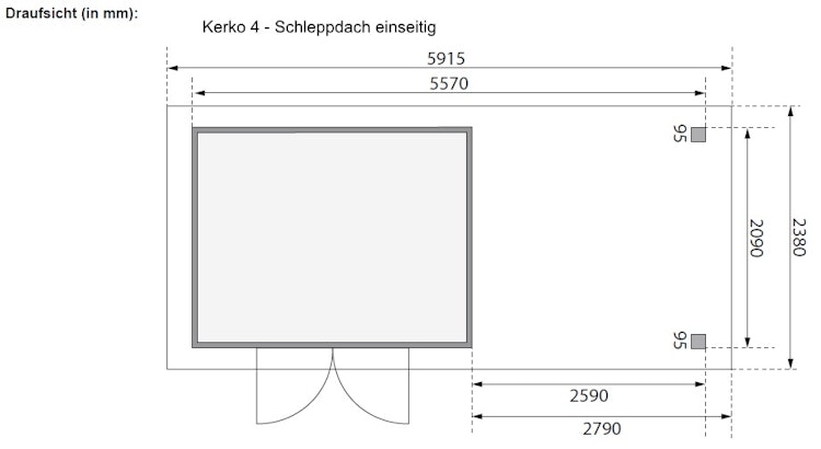 Karibu Woodfeeling Gartenhaus Kerko 3/4/5 mit 280 cm Schleppdach/Seiten- und Rückwand
