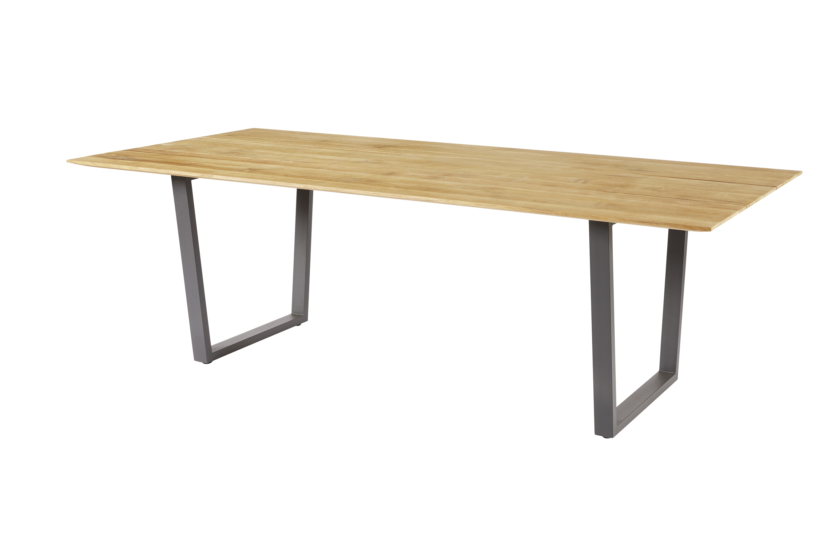 Diamond Garden Kufentisch OXFORD 220 x 100 cm, Edelstahl Dunkelgrau / Recycled Teak