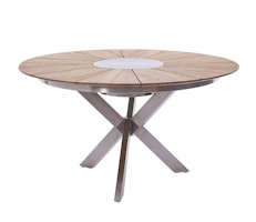 Diamond Garden Tisch LYON Ø 140 cm, Edelstahl / Teak