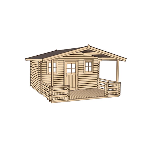 Weka 45 mm Gartenhaus 135 B mit Vordach +Terrasse