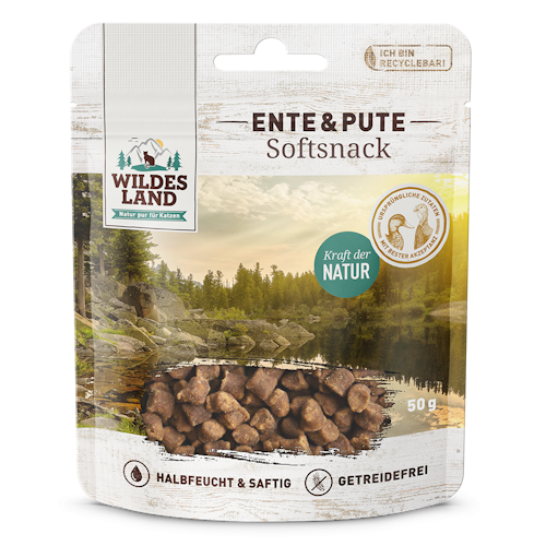 WILDES LAND Katze 50g Softsnack Ente und Pute