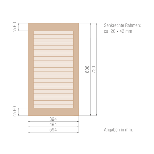 OSMO Lamellentüre mit offenen Lamellen - ohne Querrahmen