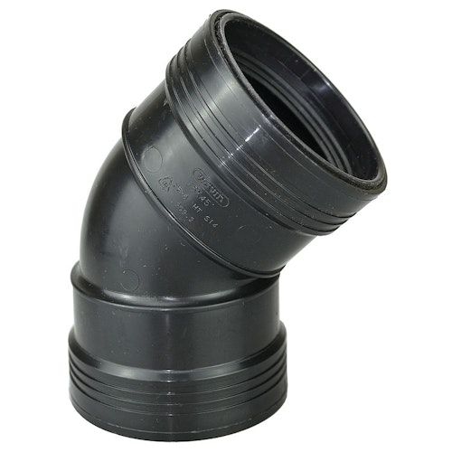 Heissner Steck-Bogen 45° (PP), 75mm, Gummidichtung (Z923-00)