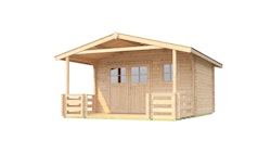 Weka 28 mm Gartenhaus 111 B mit Vordach und Terrasse (200 cm)-Gartenhaus 111 mit Vordach/Terrasse Gr. 1 (380 x 450 cm) - 50 % Rabatt auf Dacheindeckung