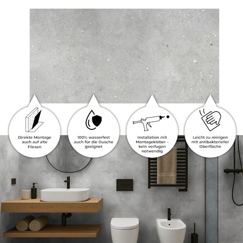 Revét Vinyl Wandfliese Concrete Matt 60 x 30 cm