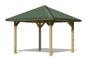 Vorschaubild Karibu 4-Eck Pavillon Bergen 1 kesseldruckimprägniert Sparset inkl. Dachschindeln