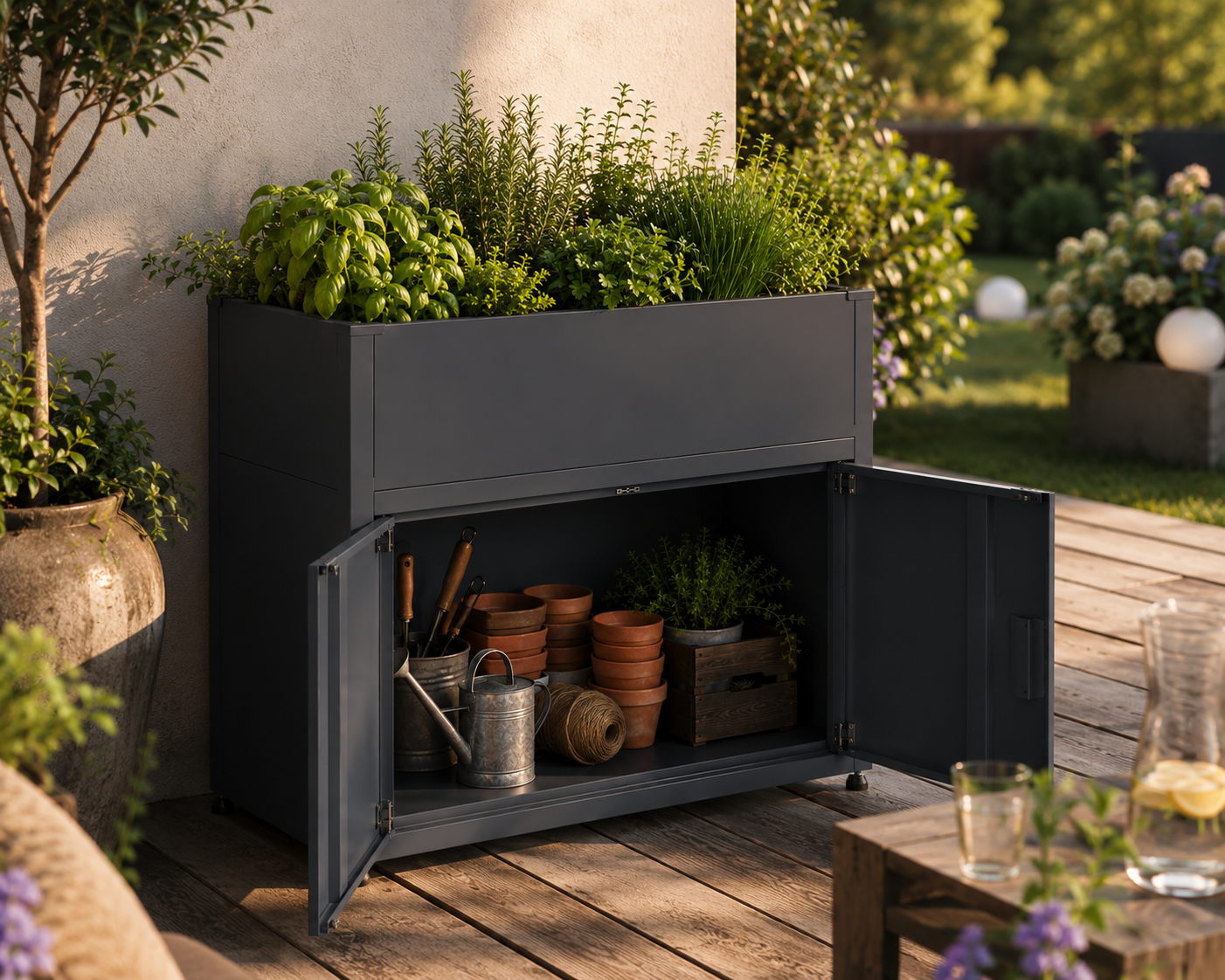 KGT Hochbeet UrbanGrow M-Space inkl. Stauraum - B 101 x T 51 x H 86 cm