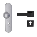 Vorschaubild Griffwerk TITANO Kombi SB_882 ES1 (S2) -Edelstahl matt Kombi-Schutzbeschlag -Knopf/Drücker -mit Griff DESM GRAPH -GSC -eckig -L -ZA, 72mm -TS 38-50
