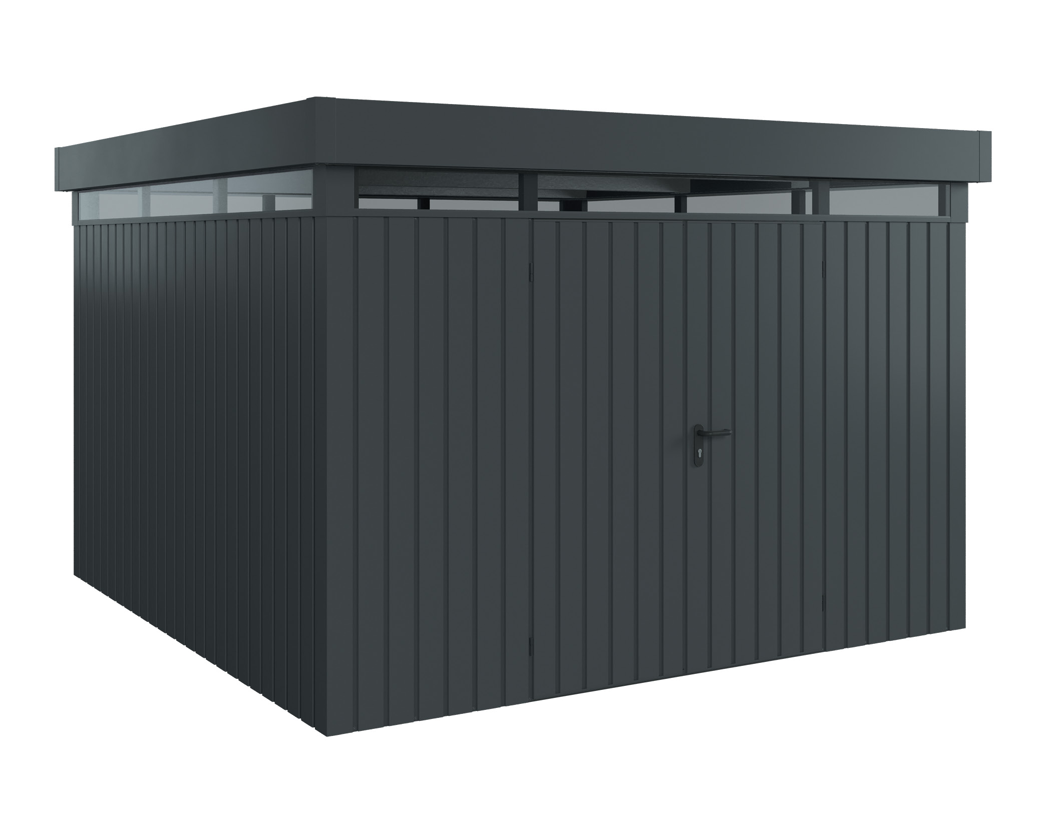 Hörmann Metall-Gerätehaus EcoStar EuroLine EFD mit Flachdach B 310 x T 310 cm (EFD 14) mit Lichtband, Motiv Modern (mit ...