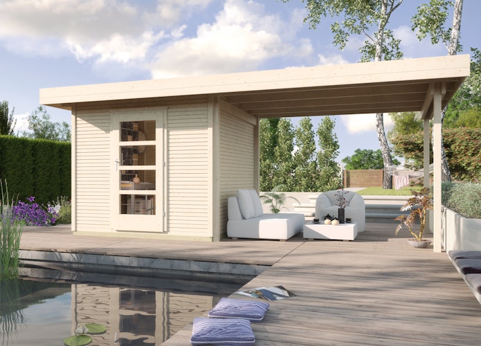 Weka Gartenhaus Designhaus wekaLine 172 B mit Anbau (295 cm)