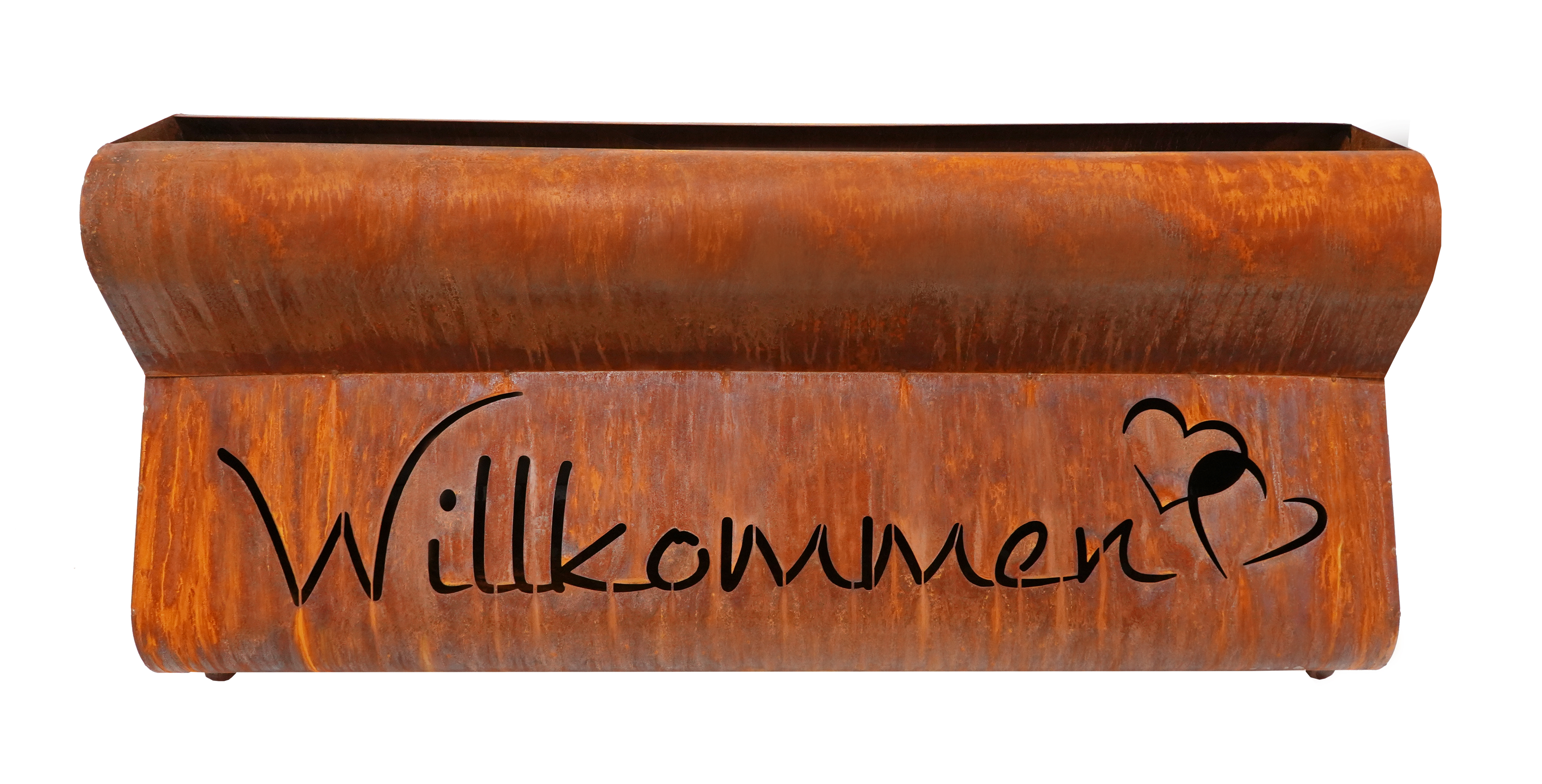 Badeko Pflanzgefäß Bregenz in Edelrostoptik „Willkommen“