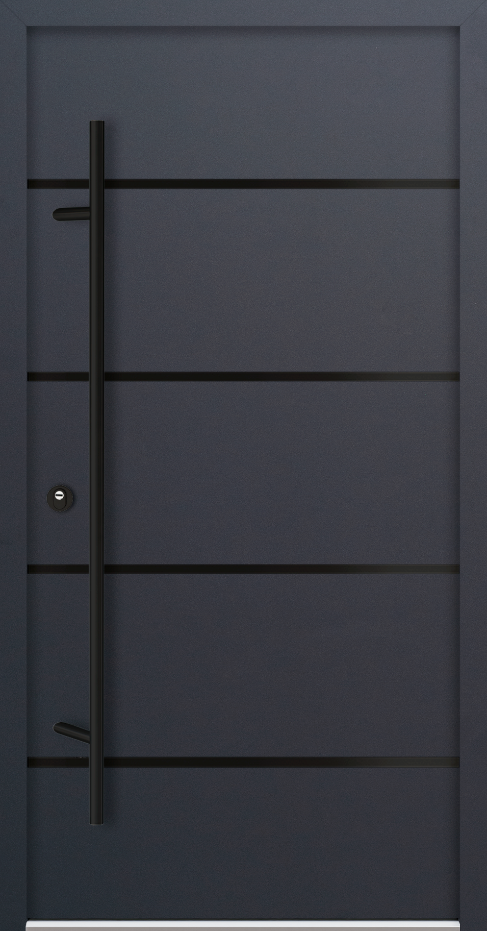 Krongart Stahl-Aluminium-Haustür DS68AC Modell 32 BLACKLINE mit 4 Streifen