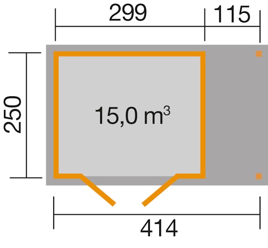 Weka Gartenhaus 321 A mit 115 cm Anbau - 19 mm