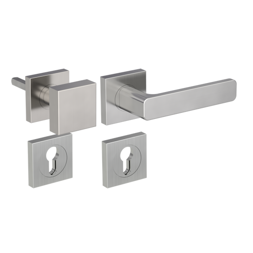 GRIFFWERK Wechselgarnitur MINIMAL MODERN Schraubtechnik GK4 Rosetten eckig Knopf SQUARE Samtgrau R