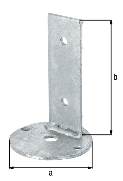Alberts® Befestigungswinkel, feuerverzinkt, zum Aufschrauben, Aufschraubplatte: ⌀100 mm 657260
