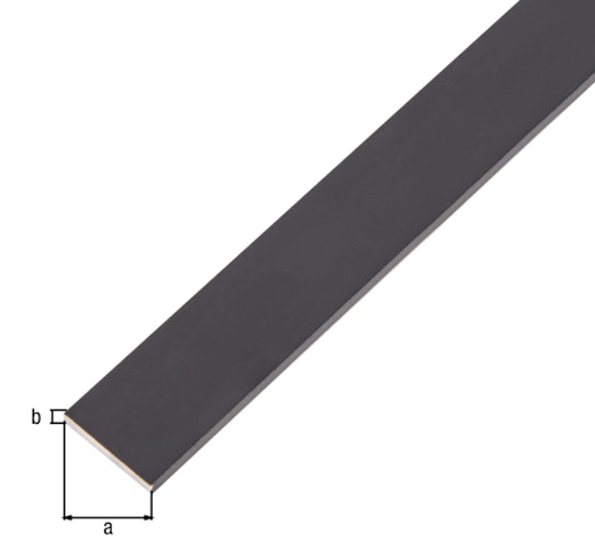 Alberts® Flachstange, Alu schwarz elox., LxBxS 2000 x 20 x 2 mm 489397