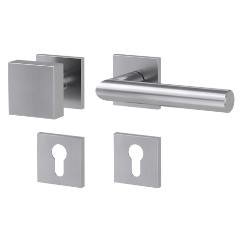 Griffwerk Wechselgarnitur VAYA 128 LUCIA fast2fix Fast2Fix GK3 Rosetten eckig Profilzylinder Edelstahl matt