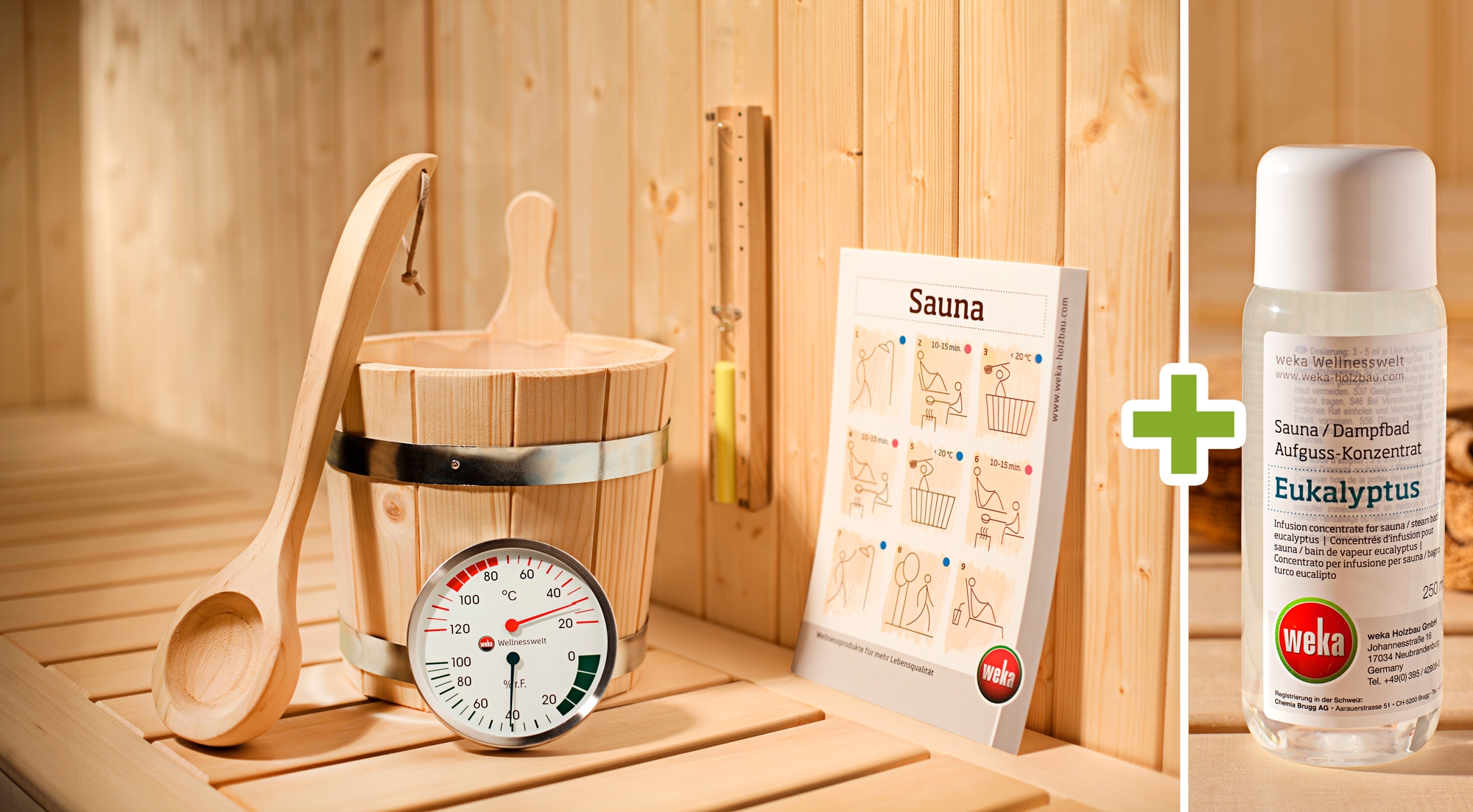 Weka 5-teiliges Premium Zubehörset inkl. Aufguss Konzentrat Eukalyptus