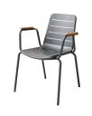 Cinas Balkon-Set ELLEN / PARC, Kaffeetisch Ø 80 cm + 2 Sessel, Aluminium Anthrazit / Teak