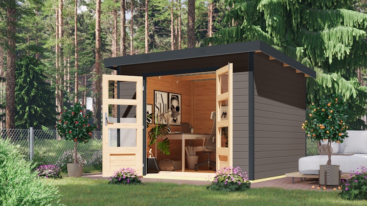 Karibu Metall-Holzgartenhaus Hybridhaus Pluto A/B - 28 mm/0,5 mm