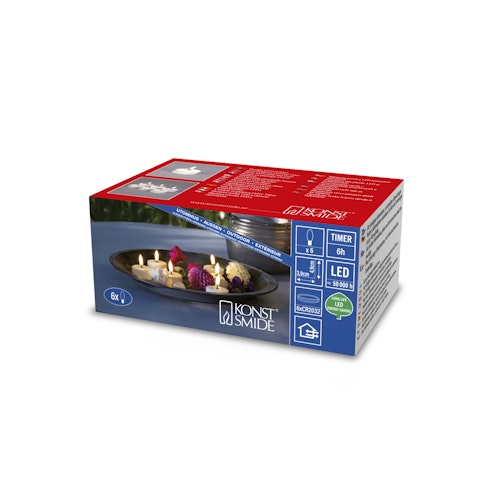 Konstsmide Weihnachtsbeleuchtung LED Teelichter weiß, warmweiße LED 6er Set